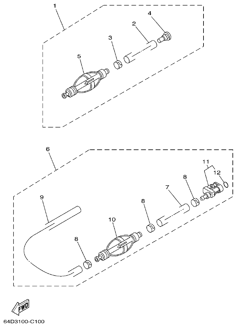 Yamaha F200BET, FL200BET FUEL 2 parts diagram